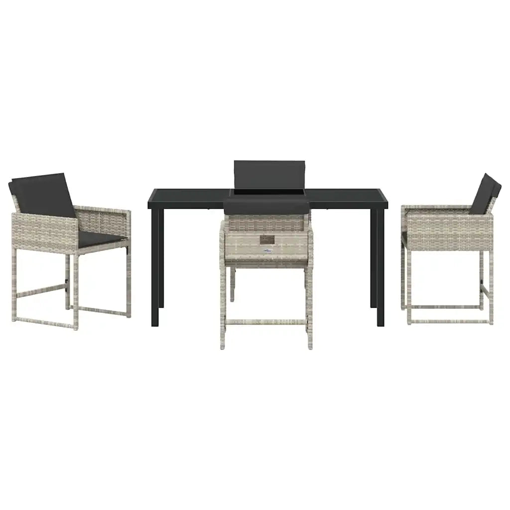 Set da Pranzo per Giardino 5 pcs Grigio chiaro polyrattan