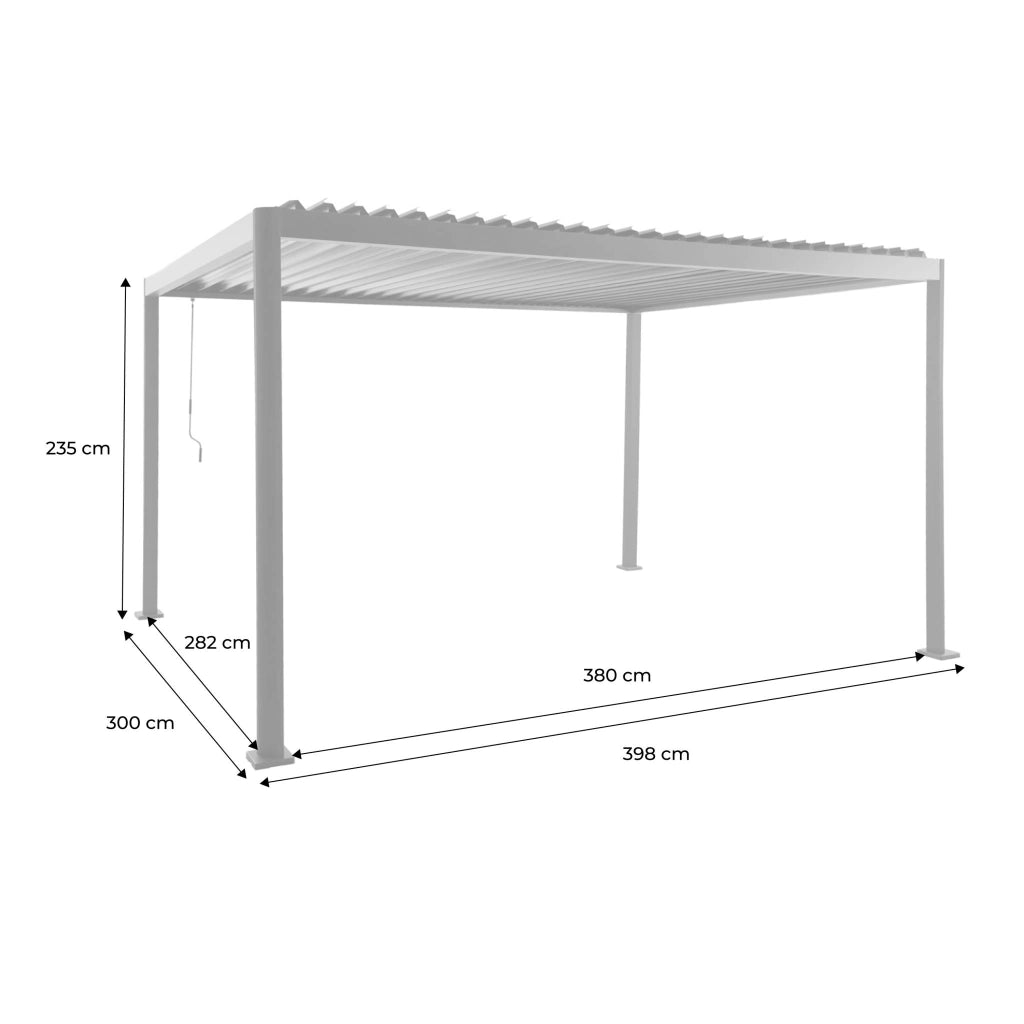 Pergola bioclimatica 3x4m in alluminio e acciaio con lamelle