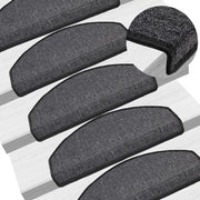 Tappetini per scale 10 pz 65x24x4 cm Antracite Semicircolari Grandi 149751