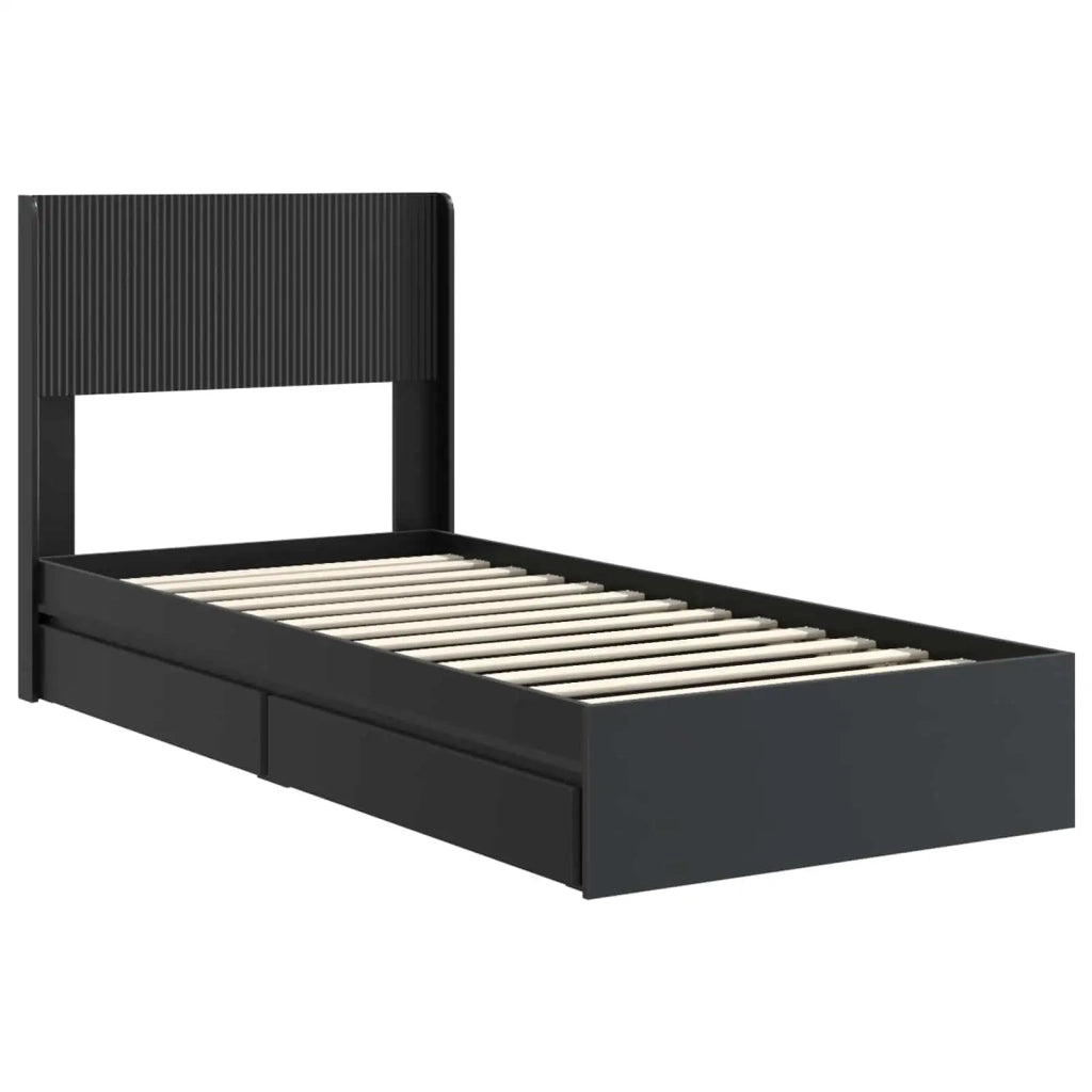 Struttura del letto con stoccaggio e testata Nero 100 x 200 cm 3414408
