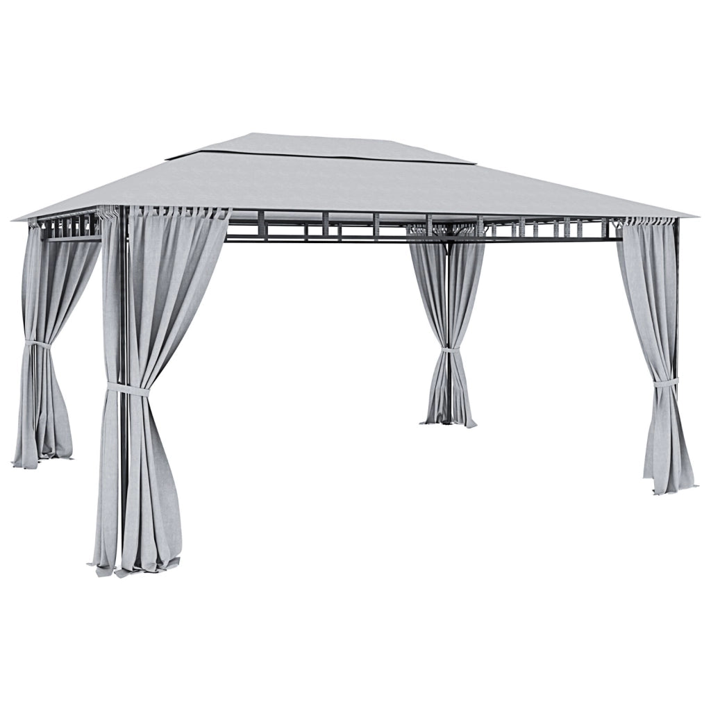 Gazebo Da Giardino 3 x 4 M Con Tende Laterali Richiudibili Struttura In Acciaio Robusto Copertura Impermeabile 180 g/m² Con 4 Teli Laterali Esterno Giardino Piscina Fiere Ombreggiante Privacy Grigio