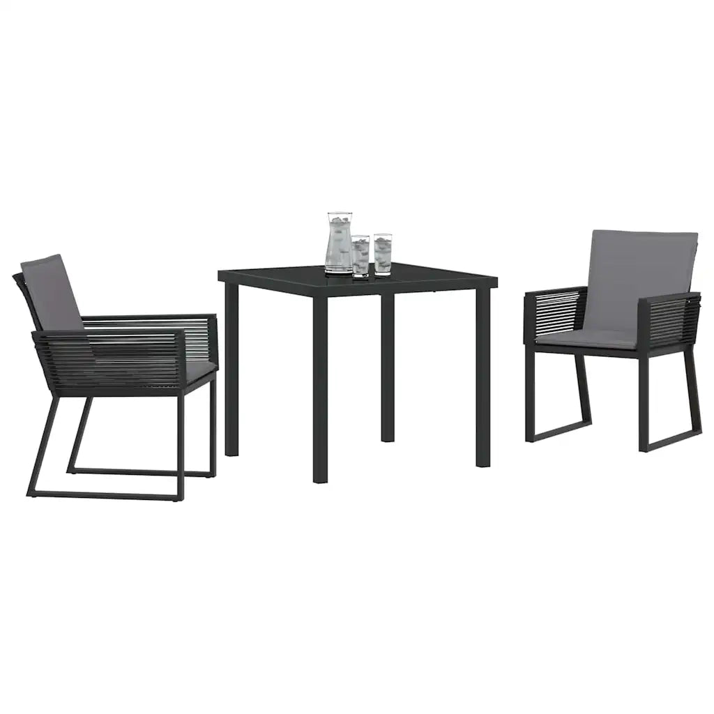 Set da Pranzo per Giardino 3 pcs Nero