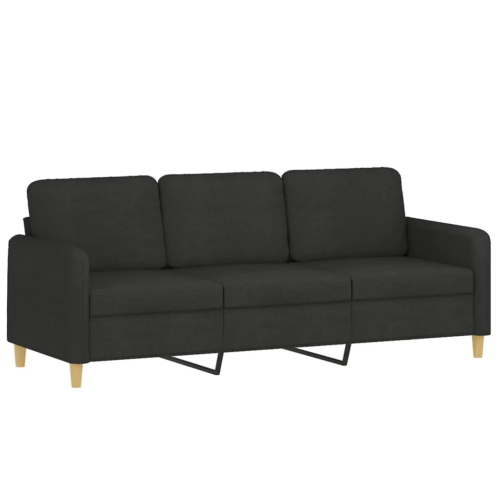 Set Divani 2 pz con Cuscini Nero in Tessuto 3202138