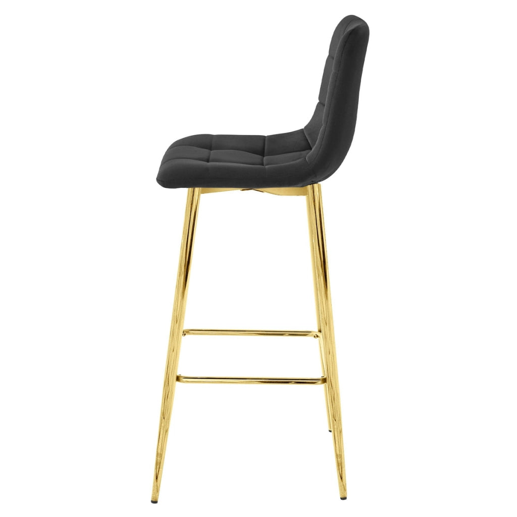 Set di 2 sgabelli da bar Arceto in velluto nero e oro