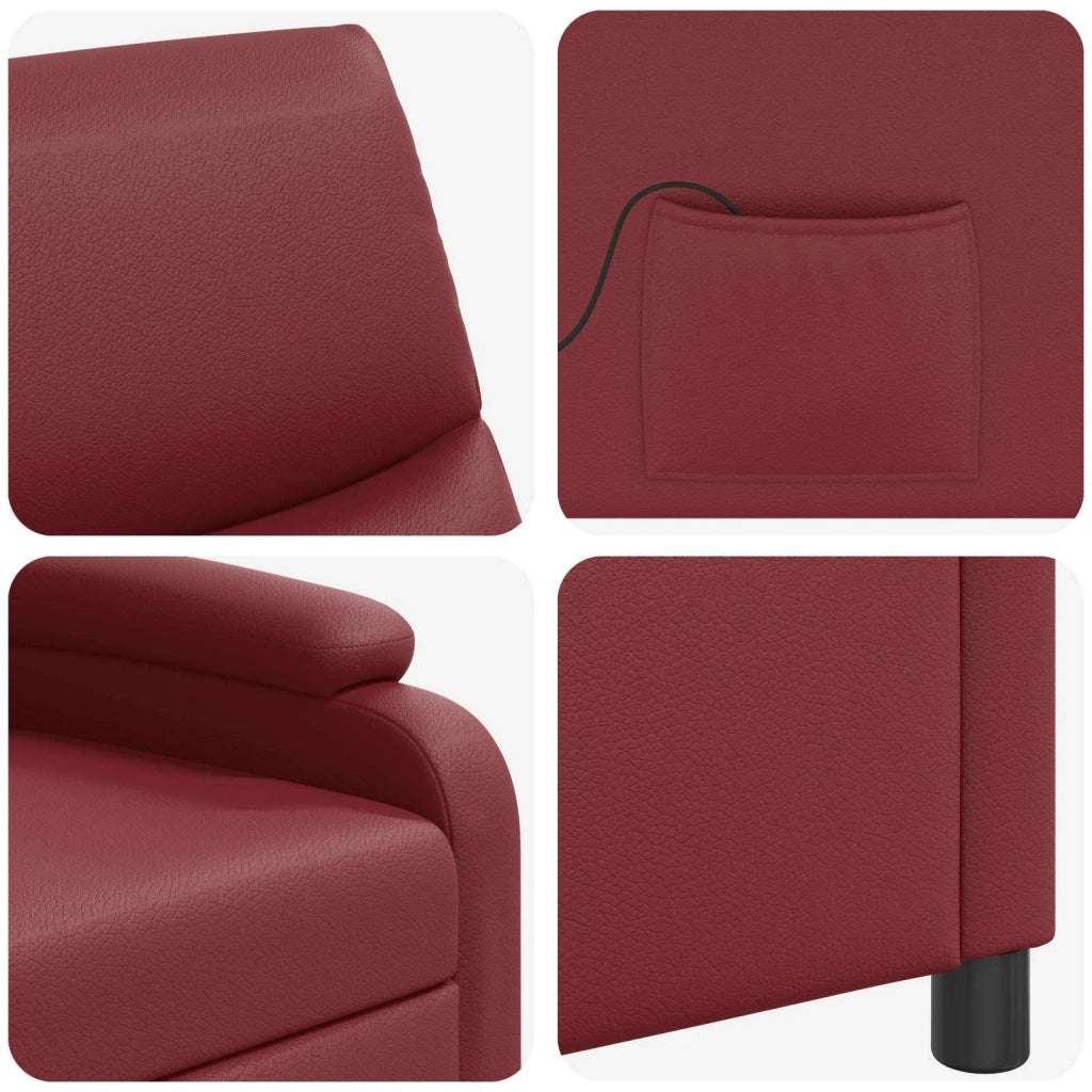 Poltrona Massaggiante Rosso Vino Similpelle 42035005