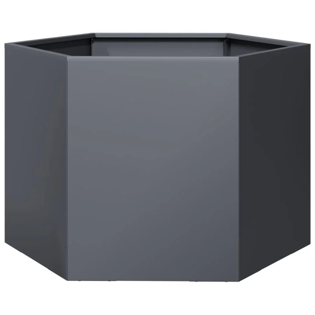 Fioriera/aiuola esagonale per piante fiori terrazza giardino 69 x 60 x 45 cm acciaio antracite 02_0038648