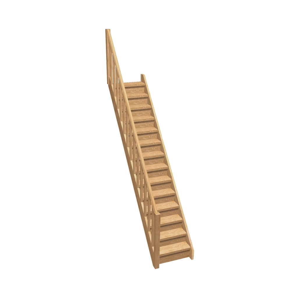 NORMANDIE - Scala rettilinea in legno con balaustro e alzate