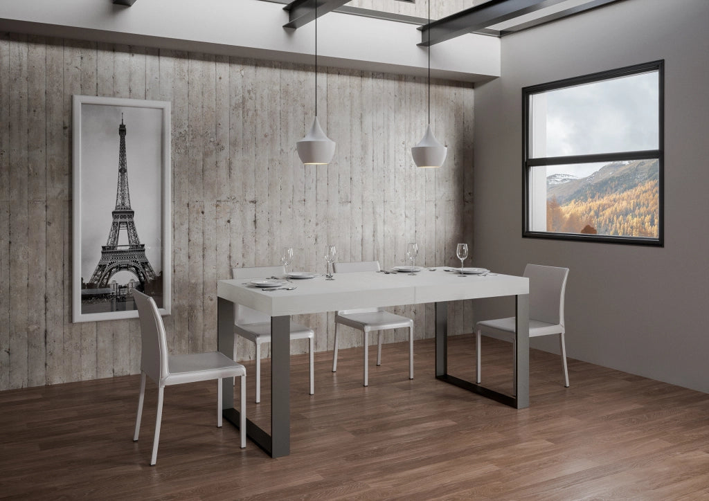 Tavolo allungabile 90x180/440 cm Tekno Bianco Frassino telaio Antracite