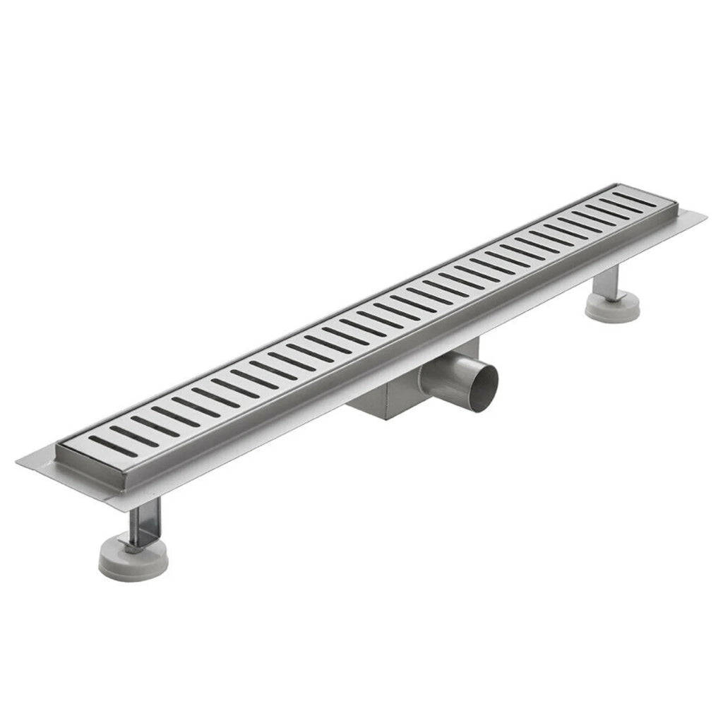 Canalina di scarico doccia in acciaio inox con griglia a righe 120 cm mod. Stripe