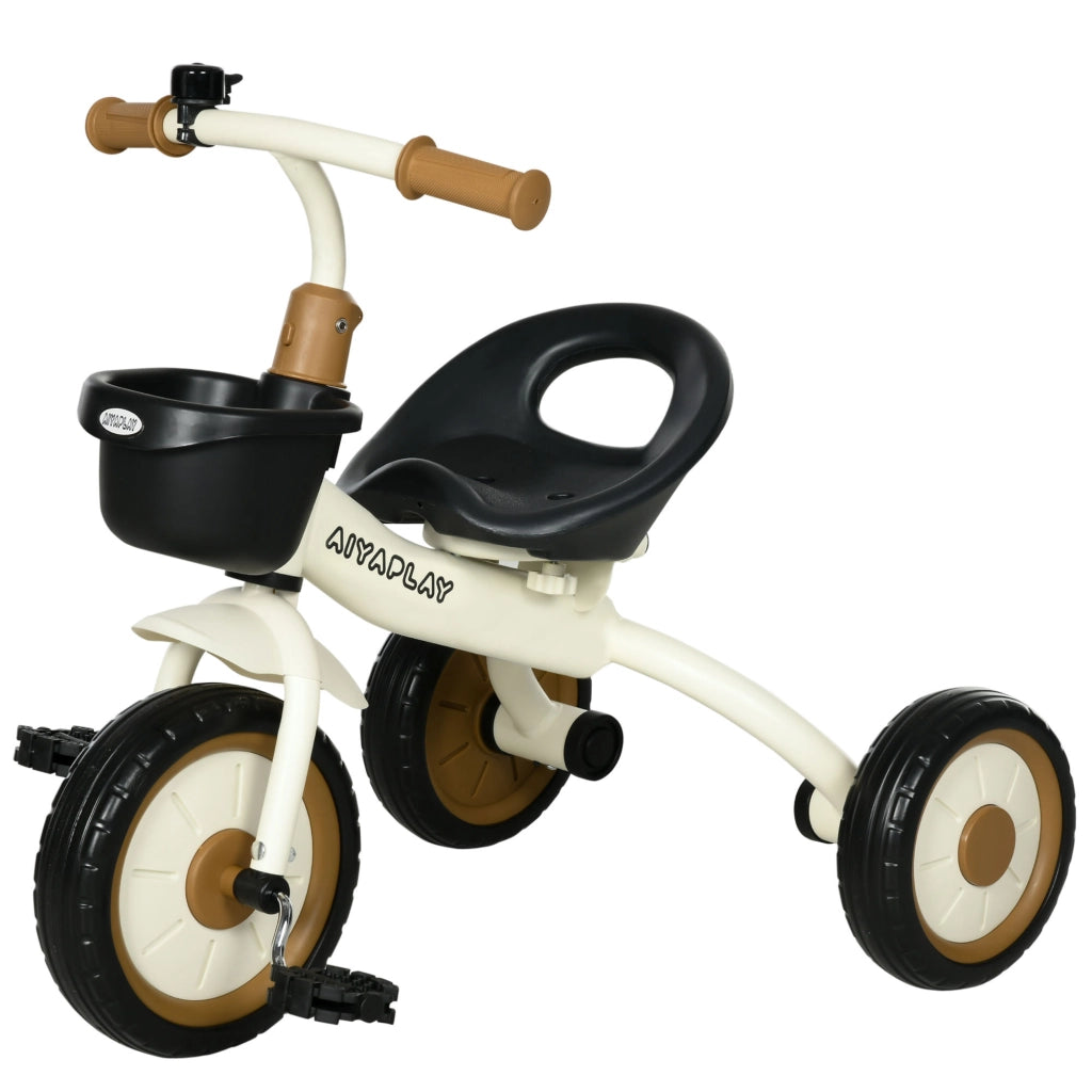 Triciclo per bambini 2-5 anni ¨C Xylo ¨C con cestino, campanello, sedile regolabile, telaio in metallo, bianco
