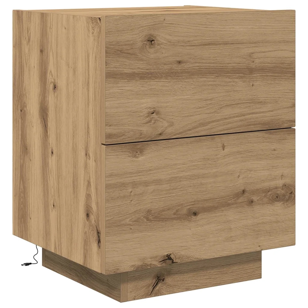 Set di 2 Comodini | Armadio da Notte | Mobiletto da notte Rovere artigianale 45 x 40 x 55 cm