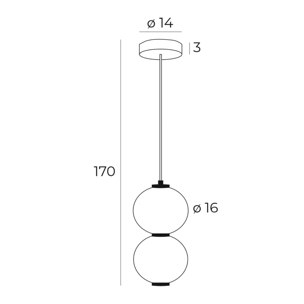 Lampada a sospensione TAMA LED 16W nera Ø16 Maxlight