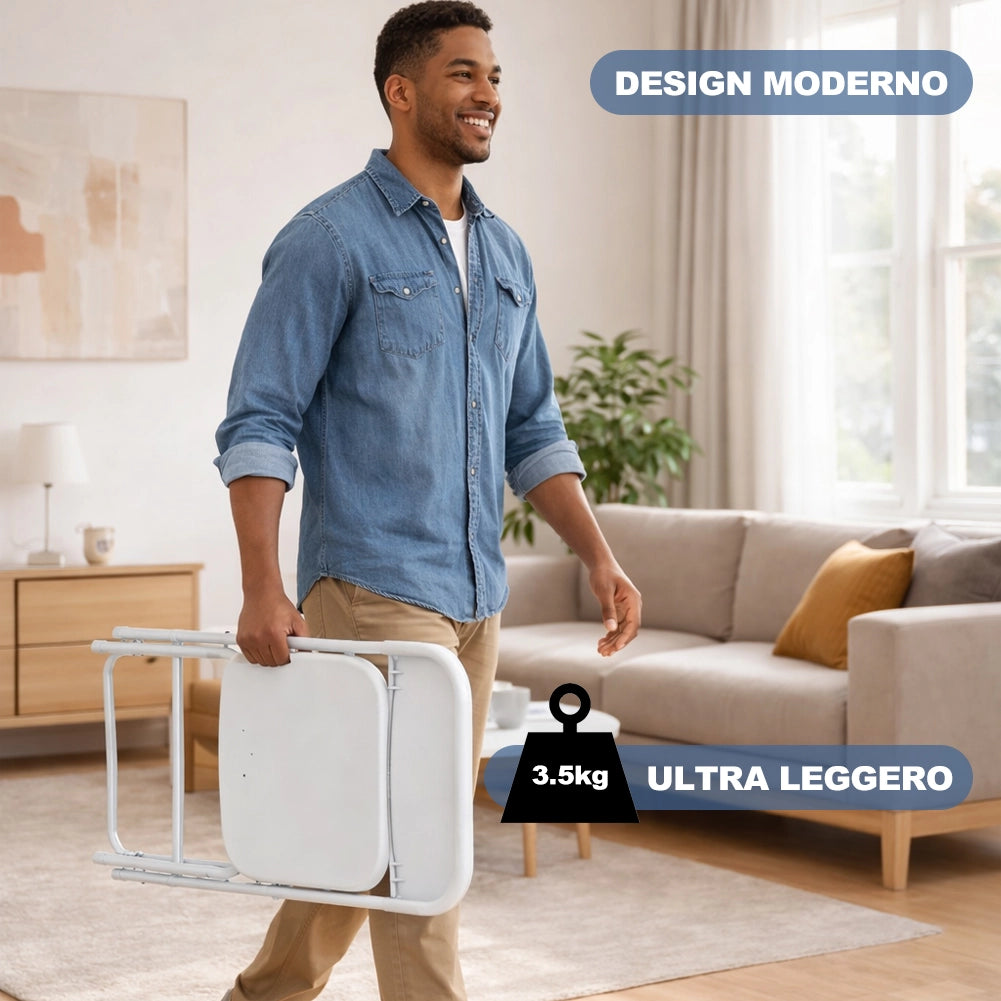 Set 4 Sedie Bianche in Polipropilene ad Alta Resistenza con Seduta Ergonomica