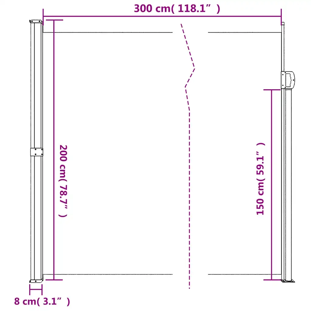 Tenda da Sole Laterale Retrattile Tortora 200x300 cm 4004364