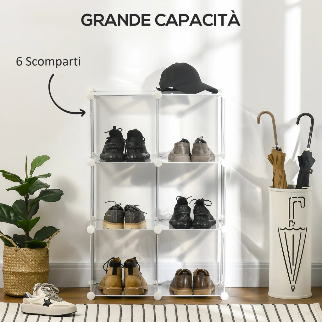 Mobile Scarpiera 6 Cubi in Plastica ¨C Minimal ¨C 65x32x162 cm