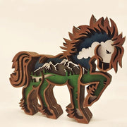 Decorazione 3D di un cavallo in legno scolpito, multistrato sintetico di legno, grava bosco, pannello di scultura per decorare casa, ufficio, desktop, festa di Natale e Capodanno.