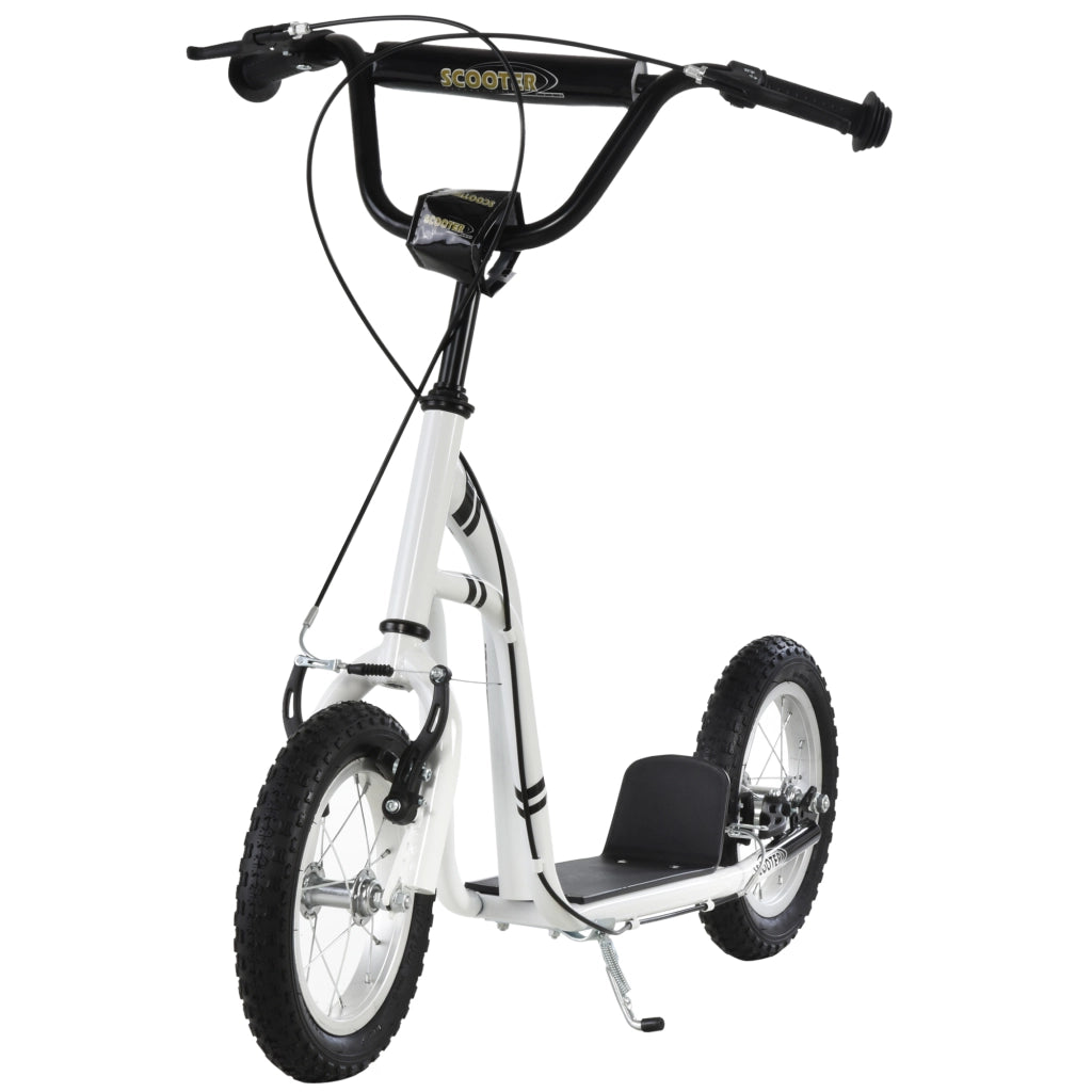 Monopattino per Bambini ¨C Xylo ¨C Manubrio Regolabile 85-95cm, Ruote Grandi, 2 Freni, Telaio Metallo, 5+ Anni, Max 100kg, Bianco