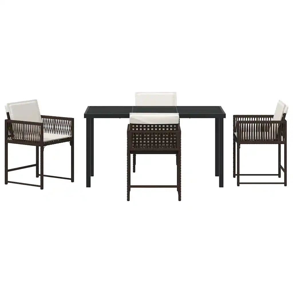 Set da Pranzo per Giardino 5 pcs Marrone polyrattan