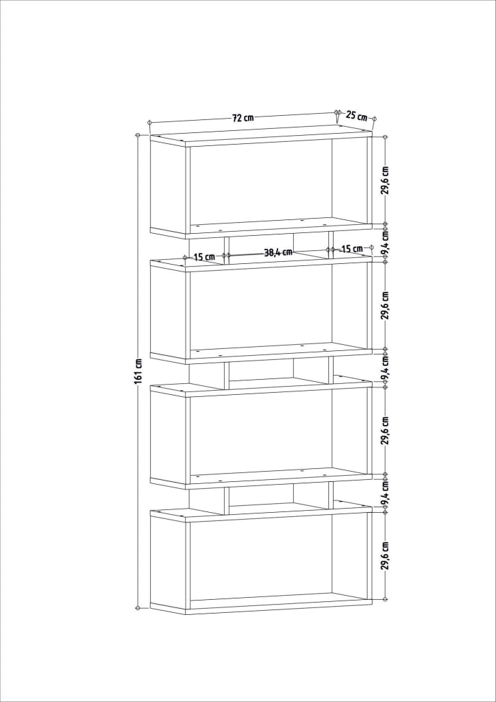 Libreria in legno "Langdon" - 72 x 25 x 161 cm - Beige