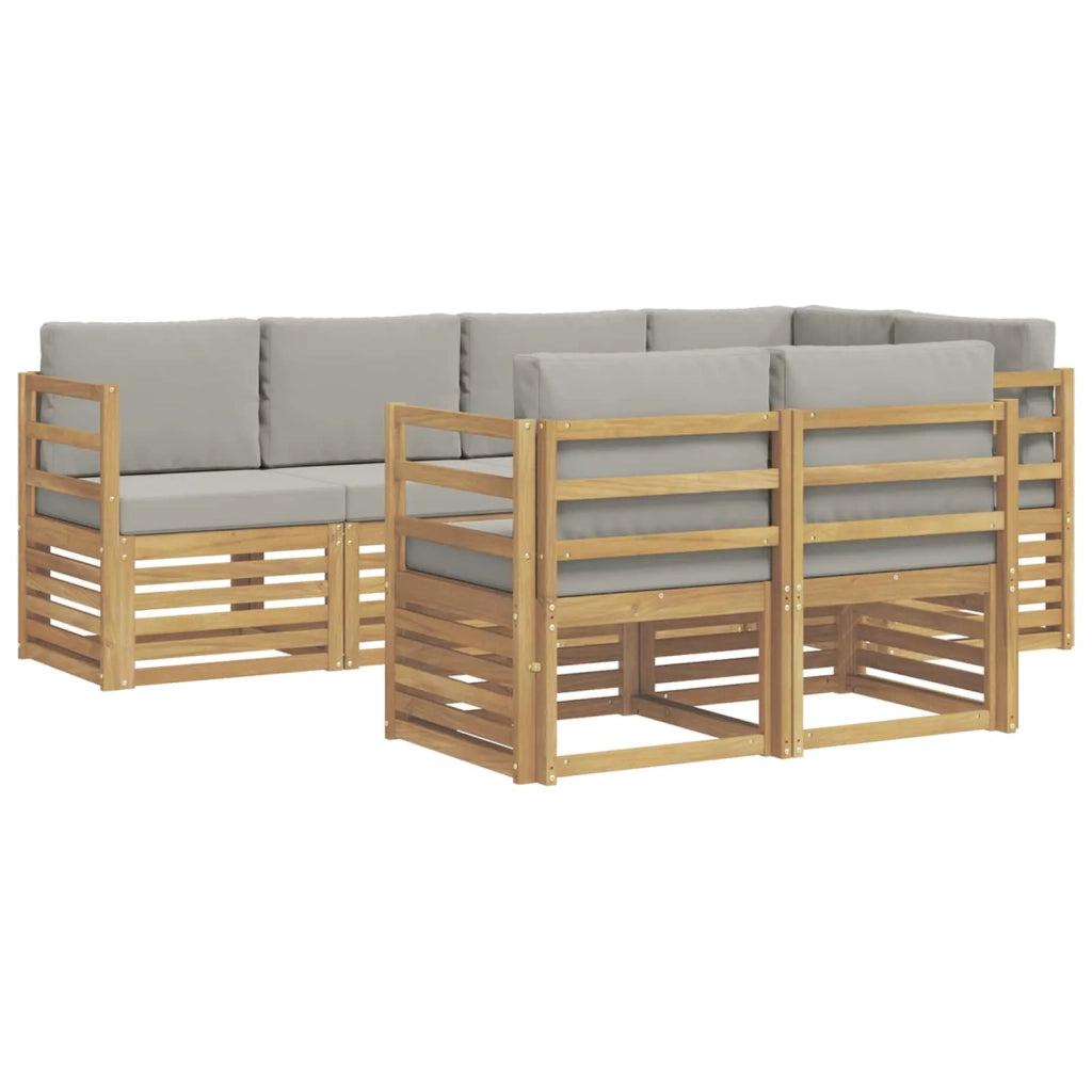 Set di divani da esterno 7 pcs Bianco e Grigio Chiaro 3391976