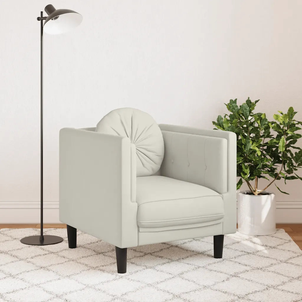 Poltrona con Cuscino Crema in Velluto 372629