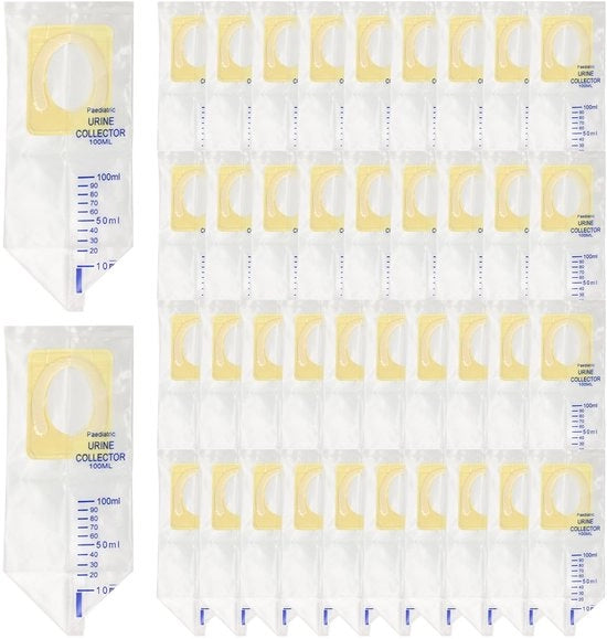 Urinezak 120 pezzi - 100 ml - Urine Portatile - Sacchetto Rosa con Superficie Adesiva - Protezione Antislip - Adatto per Bambini - Materiale di Alta Qualità - Impermeabile