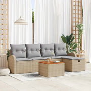 Set Divano da Giardino con cuscino 6 pcs Beige polyrattan 3359504