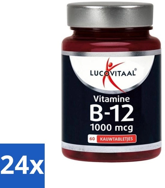 24 x Vitamine B12 - 1000 Micogram - Sapore di Ciliegia - 60 Gomme da masticare - Vitamine B12 - Energie - Concentrazione - Memoria - Fatica