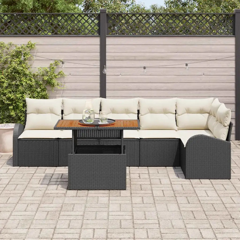 Set Divano da Giardino con archiviazione 7 pcs Nero Poly Rattan 3358329