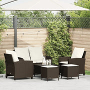 Set Divano da Giardino 6 pz con Cuscini Marrone in Polyrattan 3324578