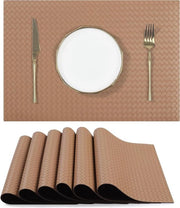 Set di 6 tappeti quadrati in imitazione della pelle per tavolo - resistente al calore - lavabile - antiscivolo - per sala da pranzo tavolo da cucina - decorazione per matrimoni 43 x.