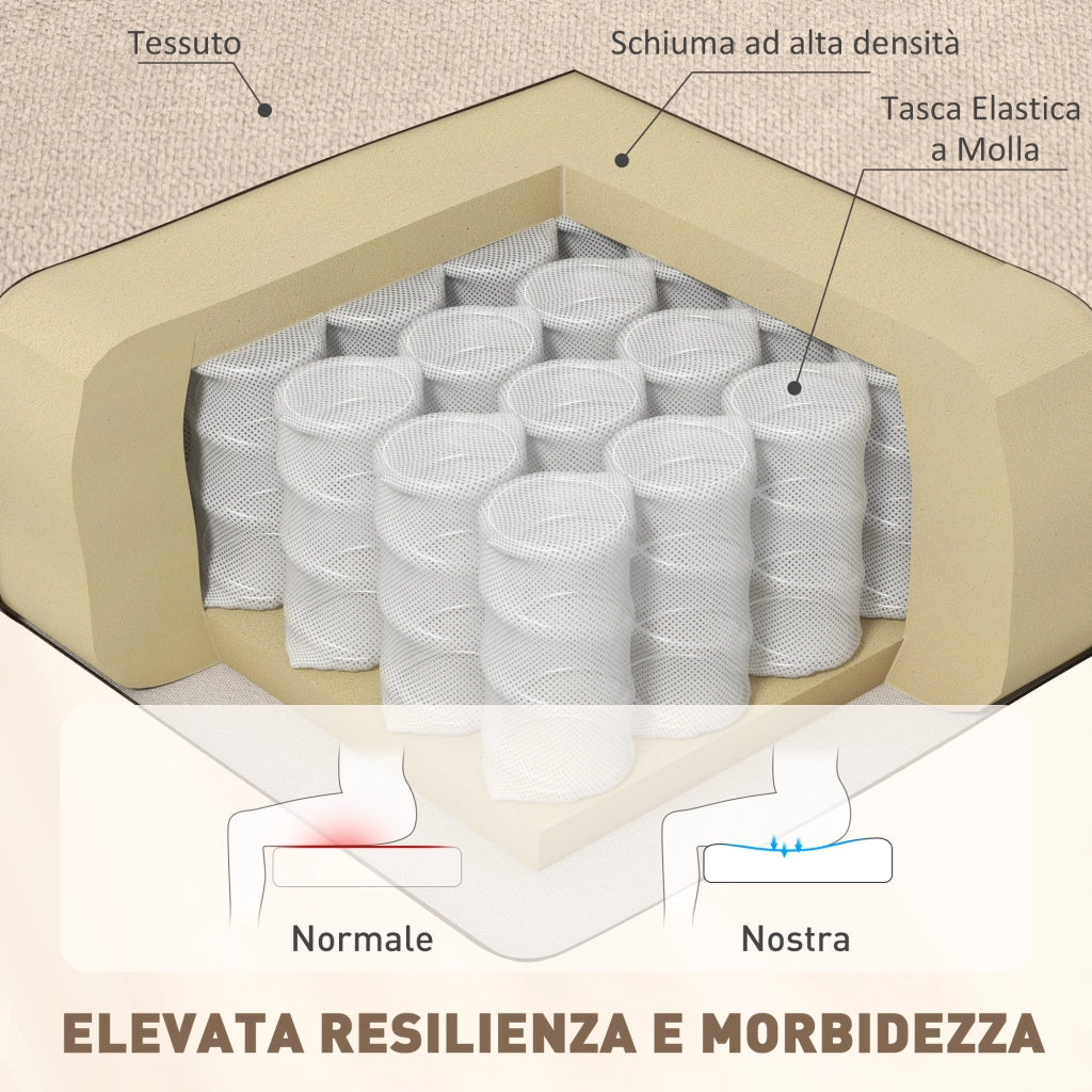 Poltrona in Velluto Reclinabile Massaggiante con Poggiapiedi ¨C Zephmum ¨C Beige 74x86x102 cm