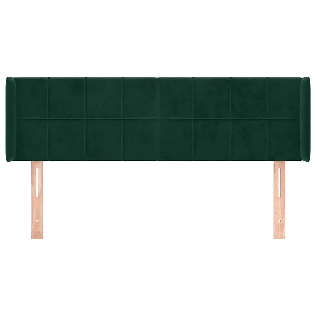 Testiera ad Orecchio-Testata con Orecchie Verde Scuro 147x16x78/88 cm in Velluto 451213