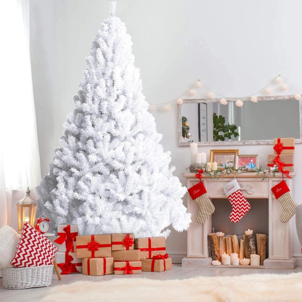 Albero di Natale 240 cm, Albero di Natale Bianco con 1138 Rami in PVC e Supporto in Metallo, Albero di Natale Artificiale per Casa, Ufficio e Negozio (240 cm)