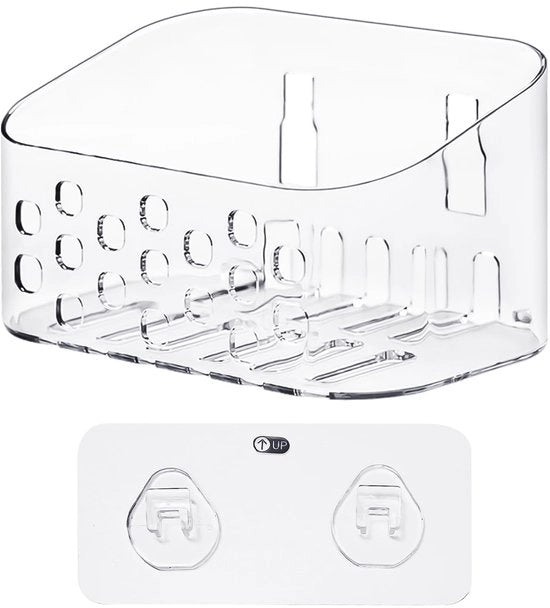 Cassa di stoccaggio per bagno trasparente - acqua resistente - perforata - forte portata - 16 x 10 x 8,9 cm