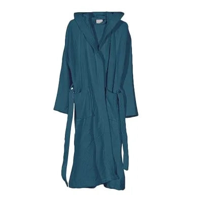 Accappatoio turchese 100% cotone taglia L con tasche cappuccio e cintura