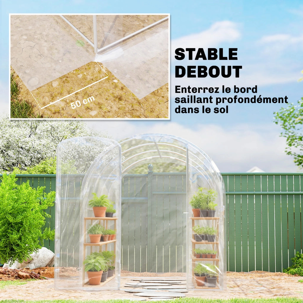 Serra a tunnel da giardino 3x2x2m ¨C Xylo ¨C 6m2 con porta e telo PE 150g/m2