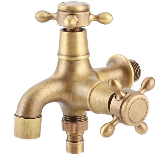 Valvola a vite G1/2 pollici in rame - colore retro oro - per doccia - adatto per bagno e giardino - per acqua fredda - valvola a vite