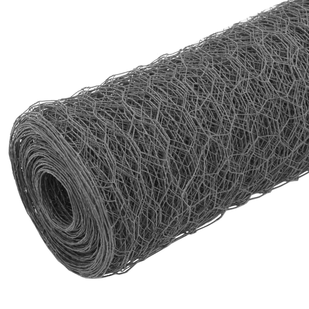 Recinzione da Giardino | Recinzione in Rete per Pollaio in Acciaio e PVC 25x1 m Grigia