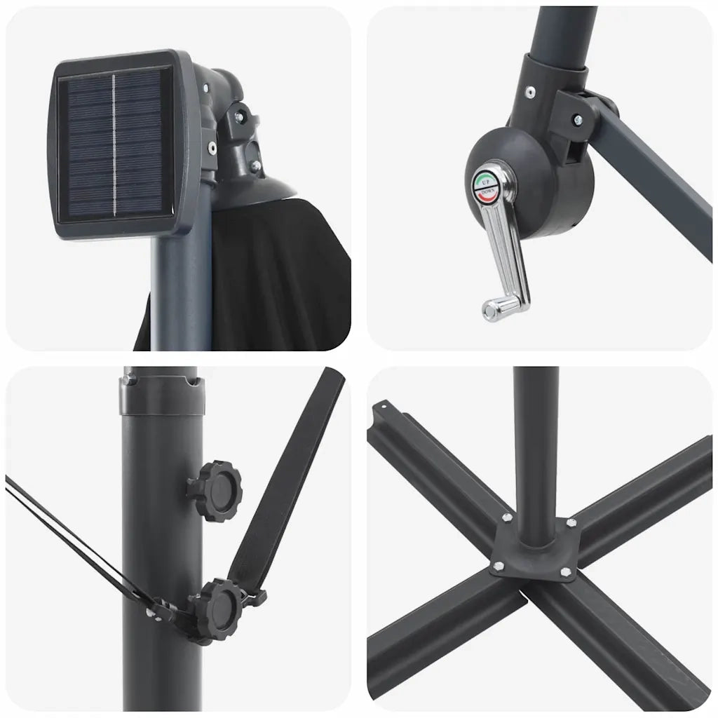 Ombrellone-Ombrello da giardino 294 x 294 x 248 cm Poliestere e Alluminio Nero
