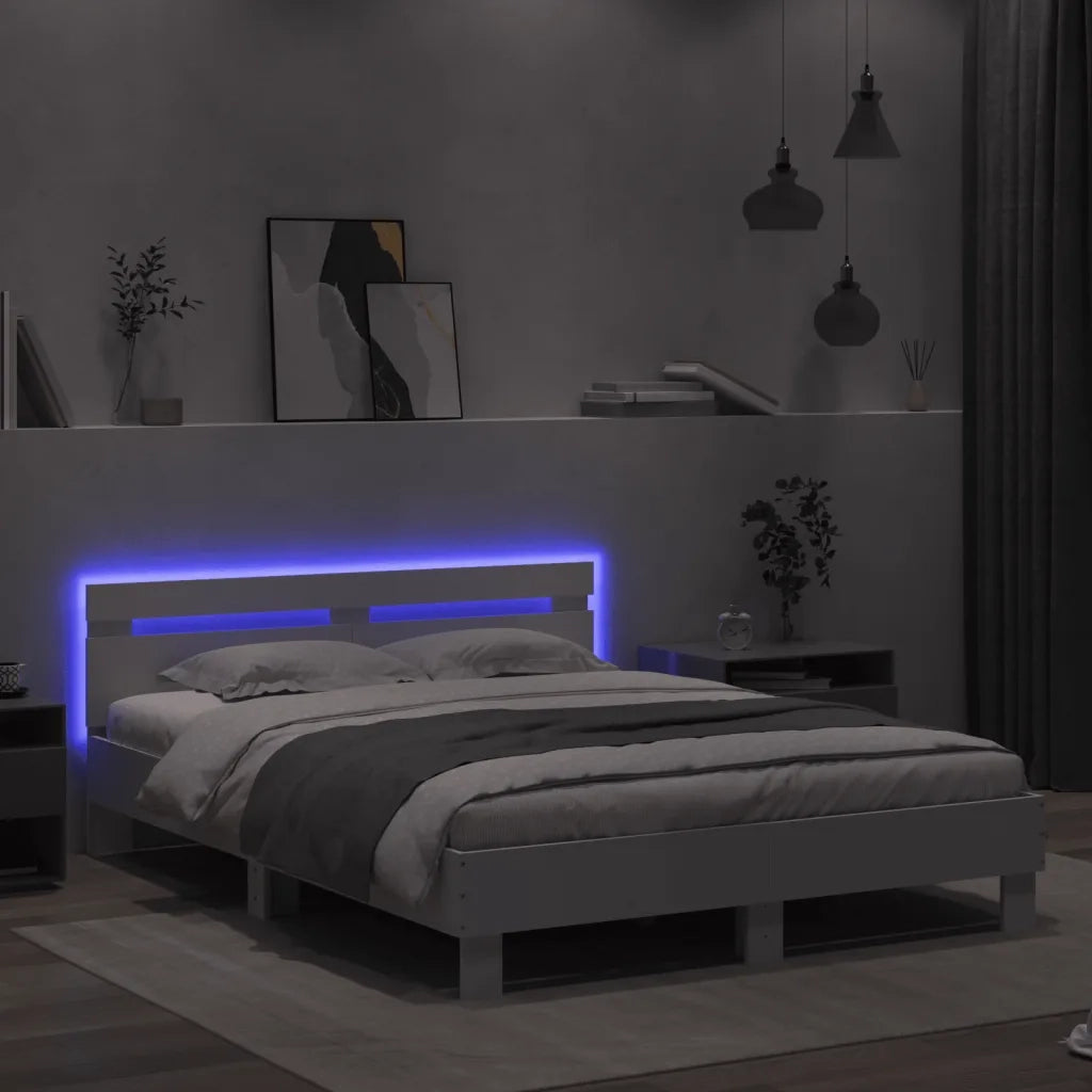 Giroletto con Testiera e LED Bianco 140x190 cm 3207560