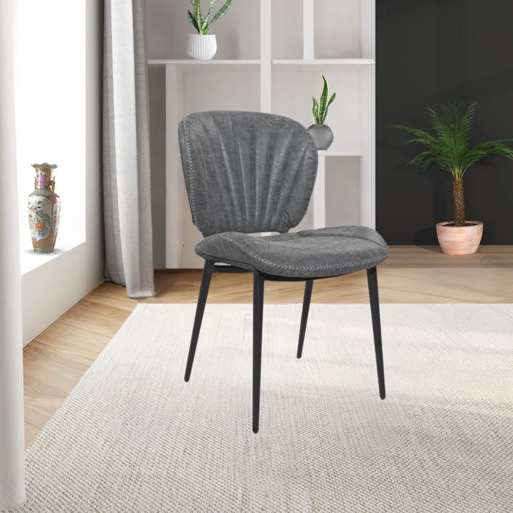 Set 2 Sedia con gambe in metallo nero colore grigio chiaro Elice