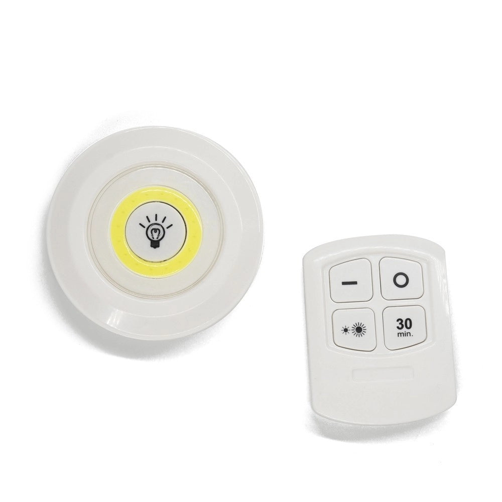 Trade Shop - Set 3 Luci Led Cob Illuminazione Con Telecomando Faretto Spot Timer -