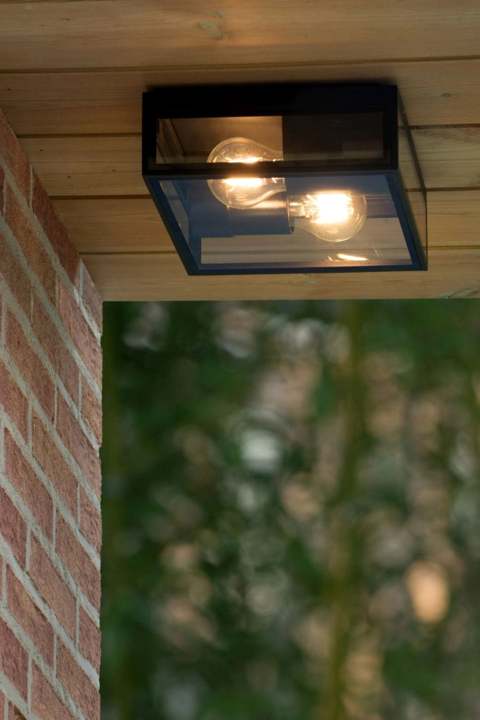 Lucide Dukan lampada parete/soffitto 2xE27 IP65 nera