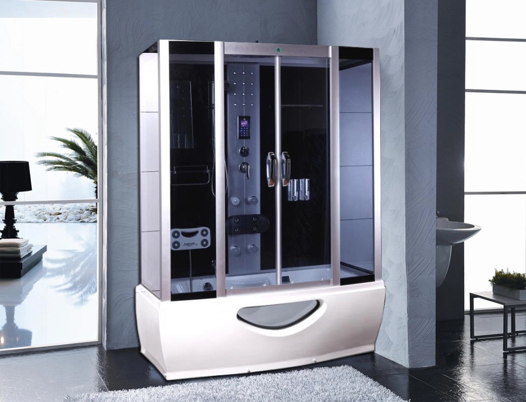 Cabina con vasca idromassaggio, sauna, bagno turco, cromoterapia 170x85cm full optional Sicorage Mexus Oblò