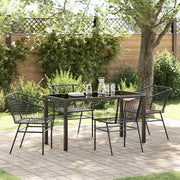Set da Pranzo per Giardino 5 pcs Nero polyrattan
