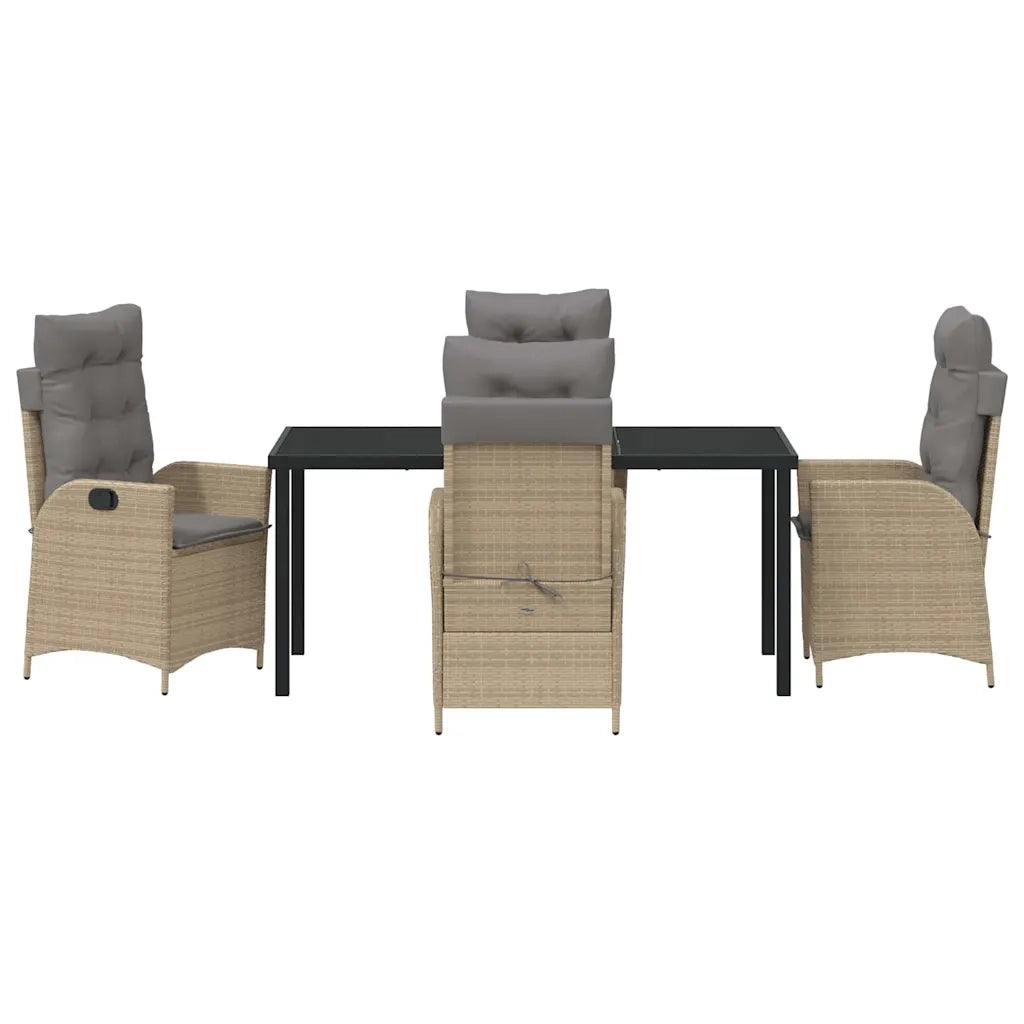 Set da Pranzo per Giardino con cuscino 5 pcs Beige polyrattan