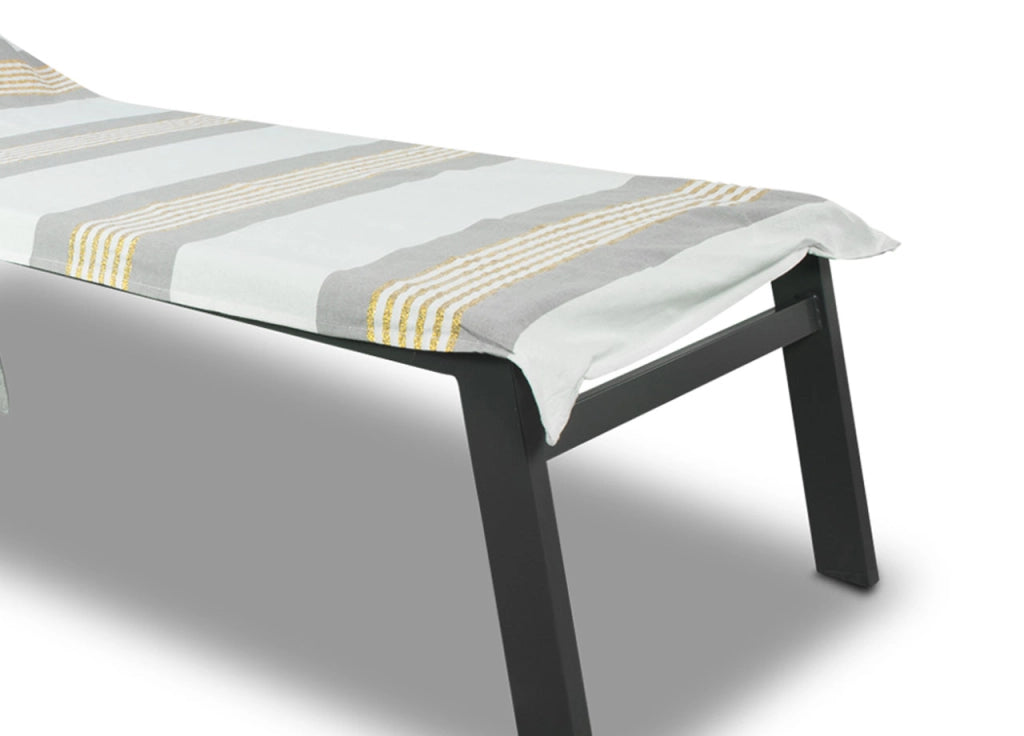 Telo Mare Lettino Spiaggia Piscina Con Cuscino E Tasche Modello Gold - Telo Mare - Grigio-Gold