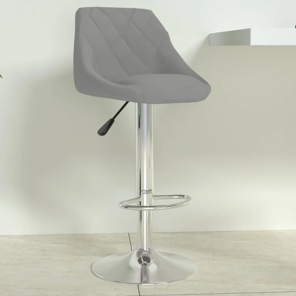 Sgabello da Bar Grigio Chiaro in Velluto 335294