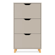 Plana - Scarpiera Salvaspazio 3 Ante 55x116x25 cm 18 Paia in Legno Tortora